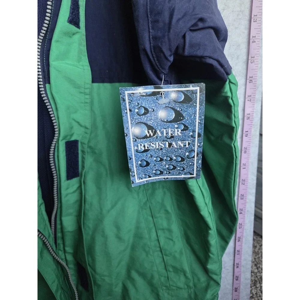 Extreme Limit Youth Water Resistant Hooded Jacket Green Navy Size 14/16 - Picture 3 of 9